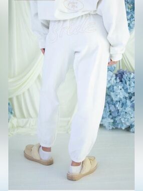 Bride Embellished White Joggers - Women's Track Pants